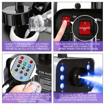 Stage Fog Machine, RGB, Remote Control, 1200W, LED for Stage and Party Lighting detail image - detail view 11