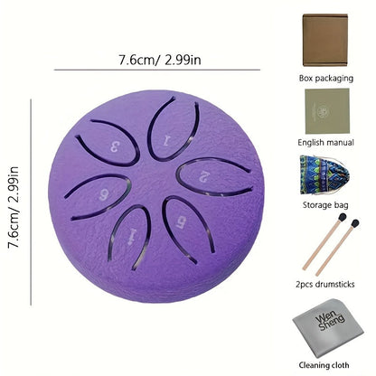 Steel Tongue Drum, 3-Inch 6-Note shown in the Purple, 1 option