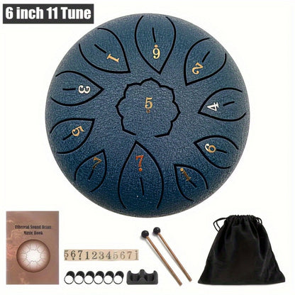 Steel Tongue Drum, 6-Inch 11-Note D Major Set with Bag and Drumsticks detail image - detail view 3