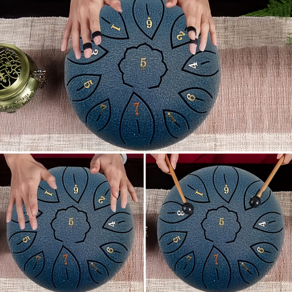 Steel Tongue Drum, 6-Inch 11-Note D Major Set with Bag and Drumsticks detail image - detail view 4
