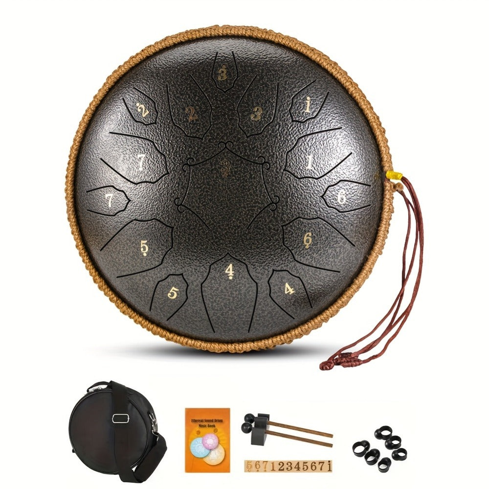 Steel Tongue Drum, 6-Inch 11-Note D Major Set with Bag and Drumsticks detail image - detail view 5