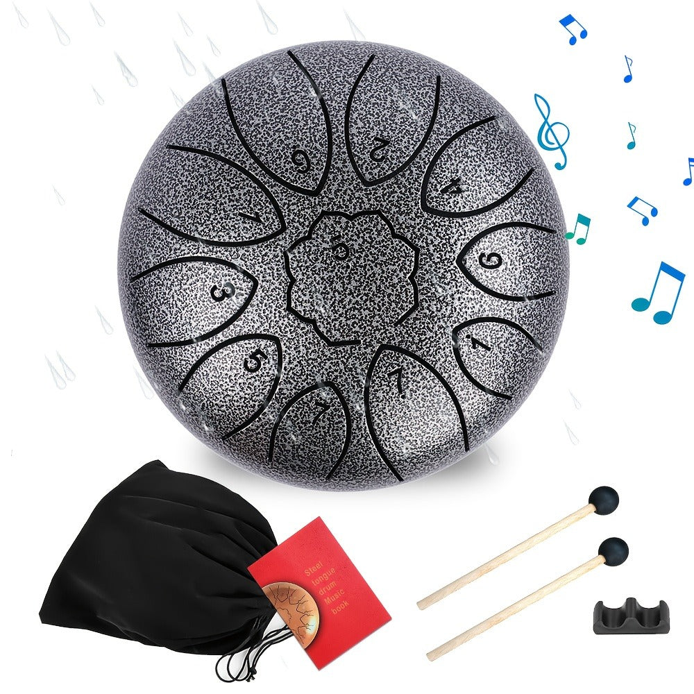 Steel Tongue Drum, 6-Inch 11-Note Set with Drumsticks and Music Book detail image - detail view 8