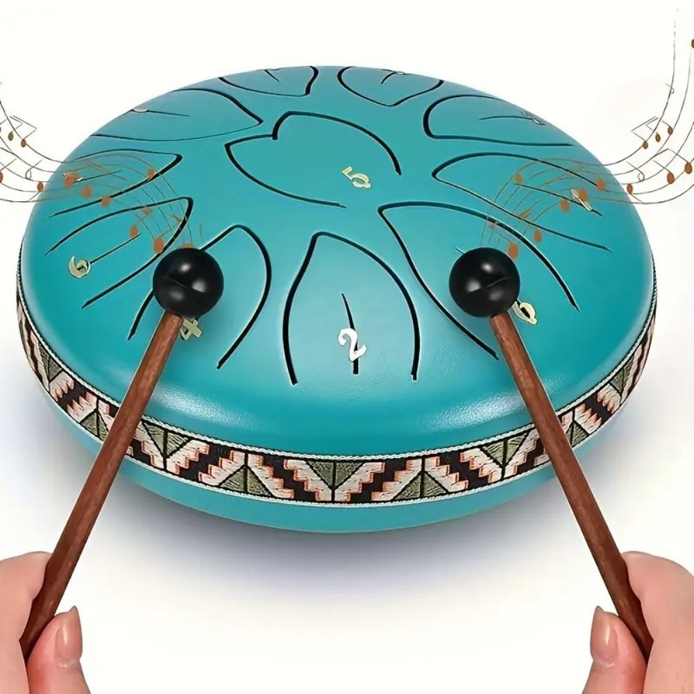 Steel Tongue Drum, 6-Inch 8-Tone Hand Drum with Mallet and Sheet Music detail image - detail view 20