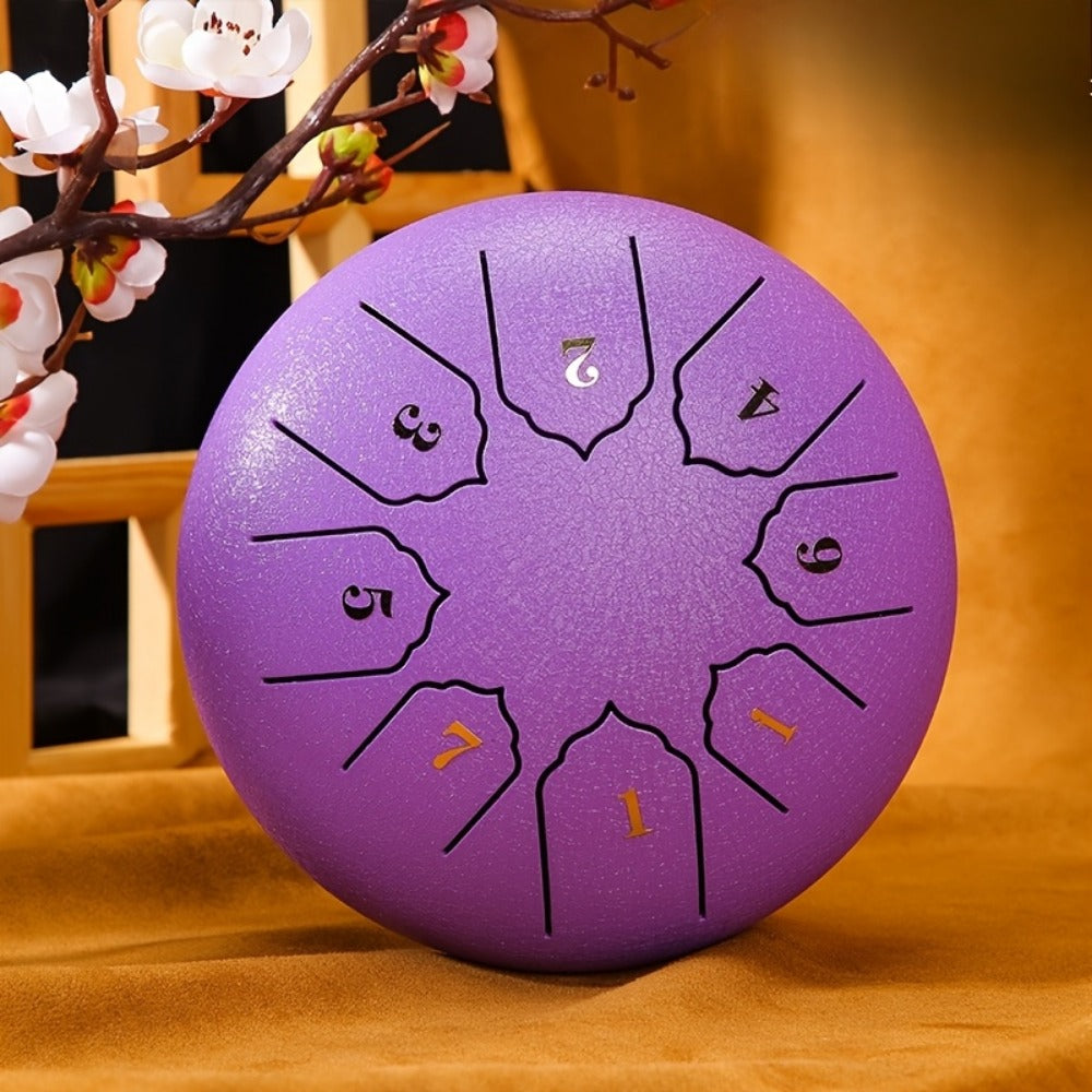 Steel Tongue Drum, 6-Inch 8-Tone Hand Drum with Mallet and Sheet Music detail image - detail view 3