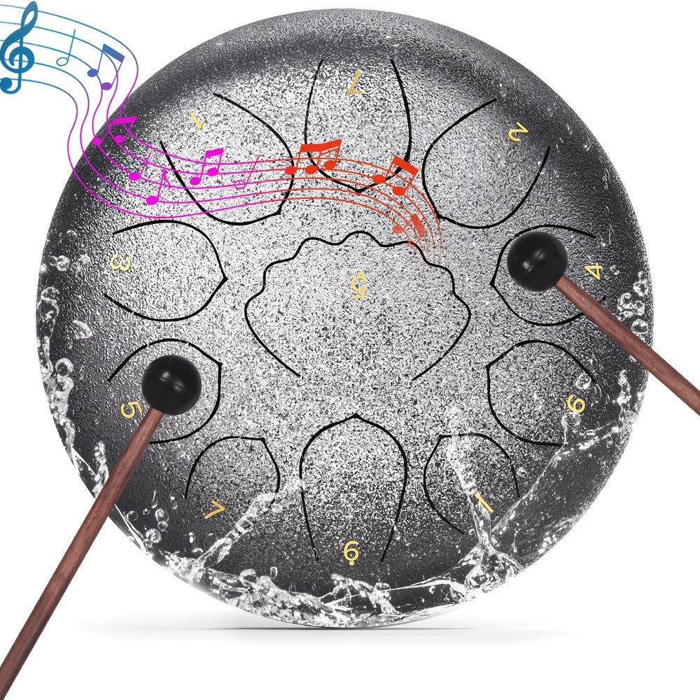 Steel Tongue Drum, 8-Inch 11-Note Rain Drum Set with Bag and Mallet Holder detail image - detail view 3