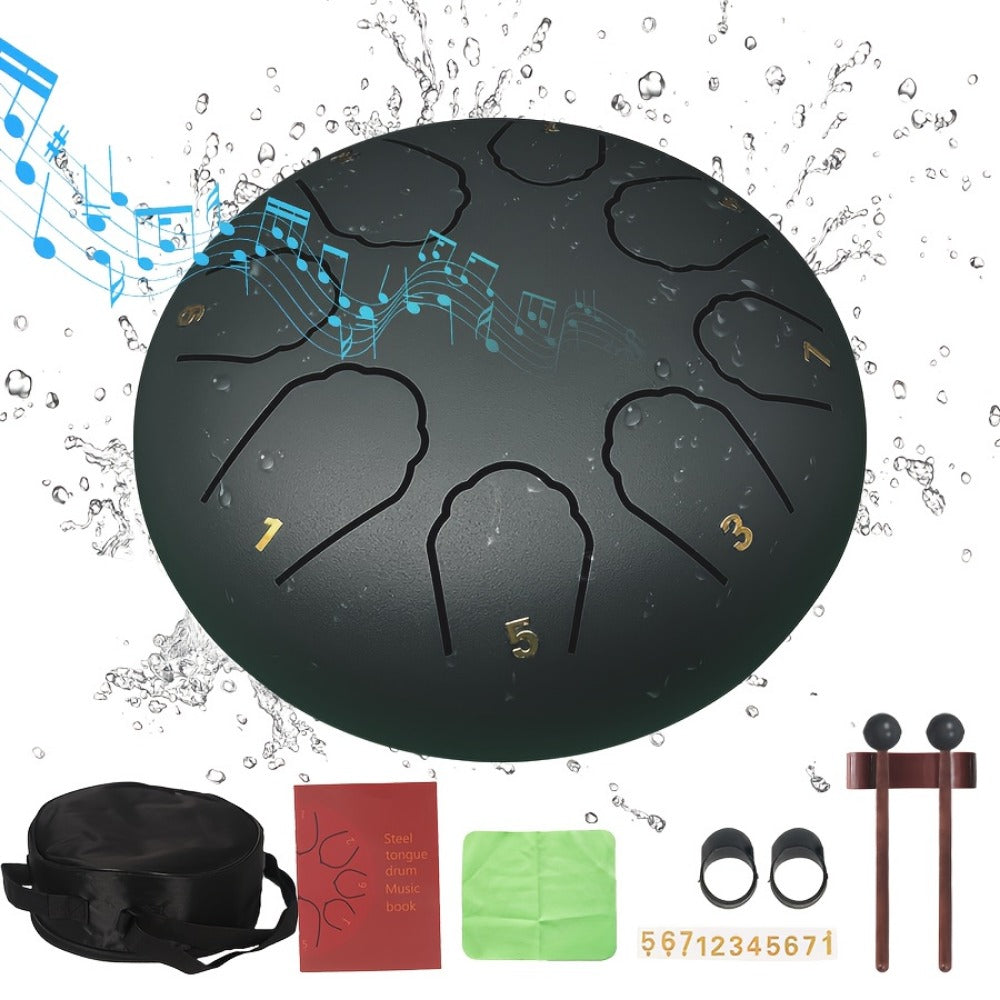 Steel Tongue Drum, 8-Inch 11-Note Rain Drum Set with Bag and Mallet Holder detail image - detail view 7