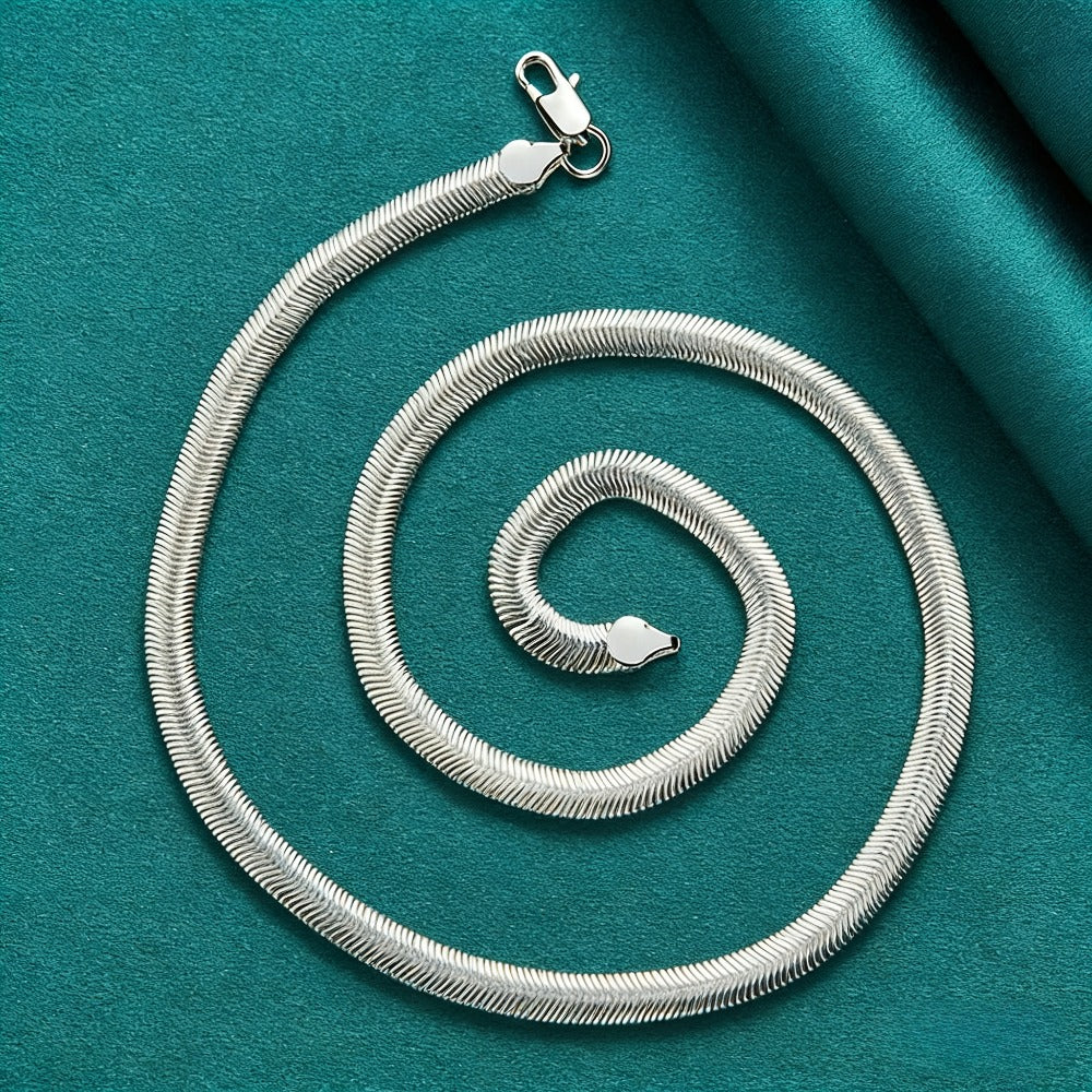 Sterling Silver Necklace - 925 Silver Bamboo Link, Textured Chain - product detail view 3