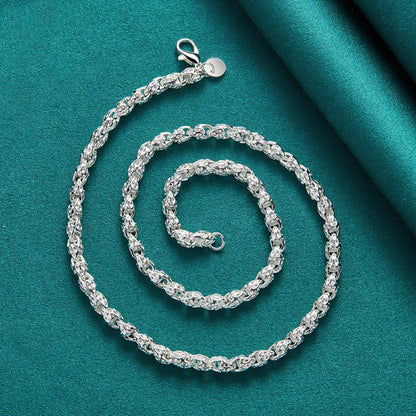 Sterling Silver Necklace - 925 Silver Bamboo Link, Textured Chain - product detail view 11