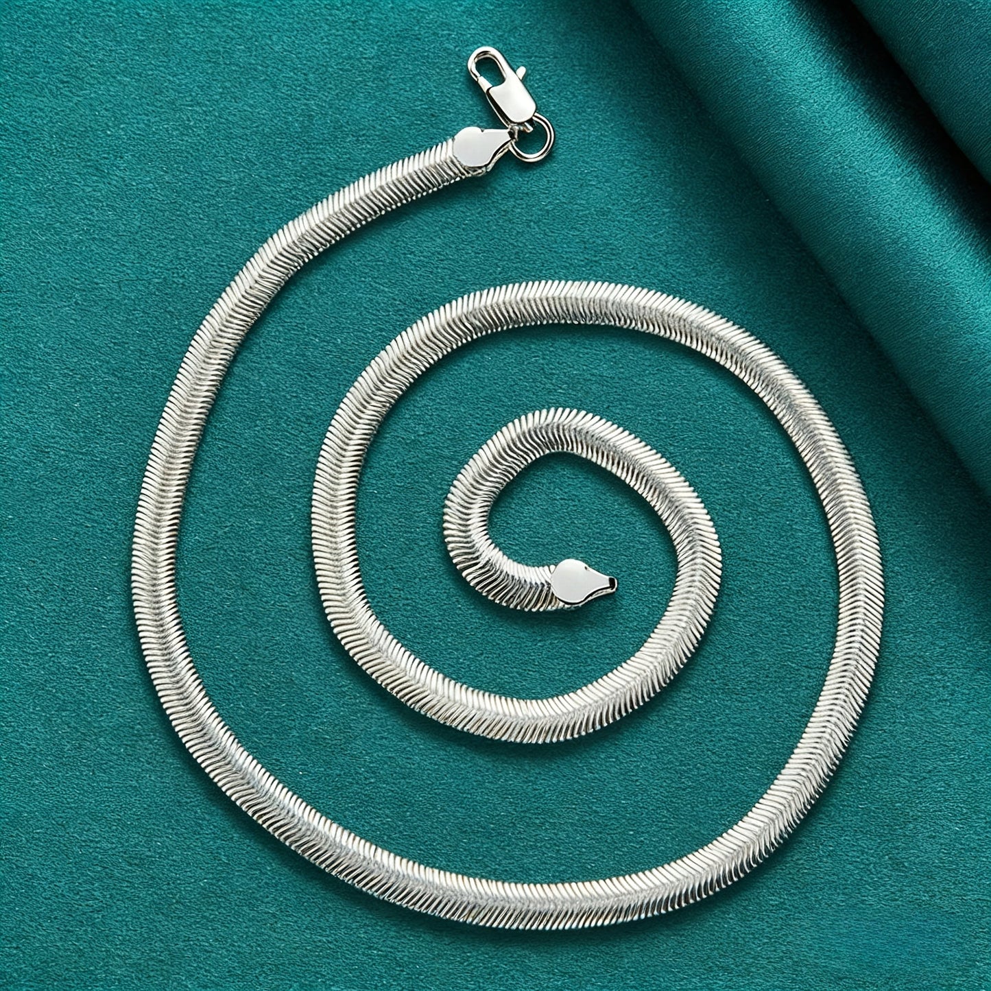 Sterling Silver Necklace - 925 Silver Bamboo Link, Textured Chain - product detail view 13