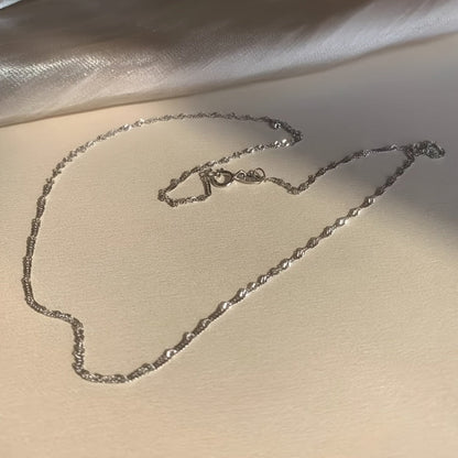 Sterling Silver Necklace - 925 Silver Wave Chain, Fine Reflective Links - product detail view 3