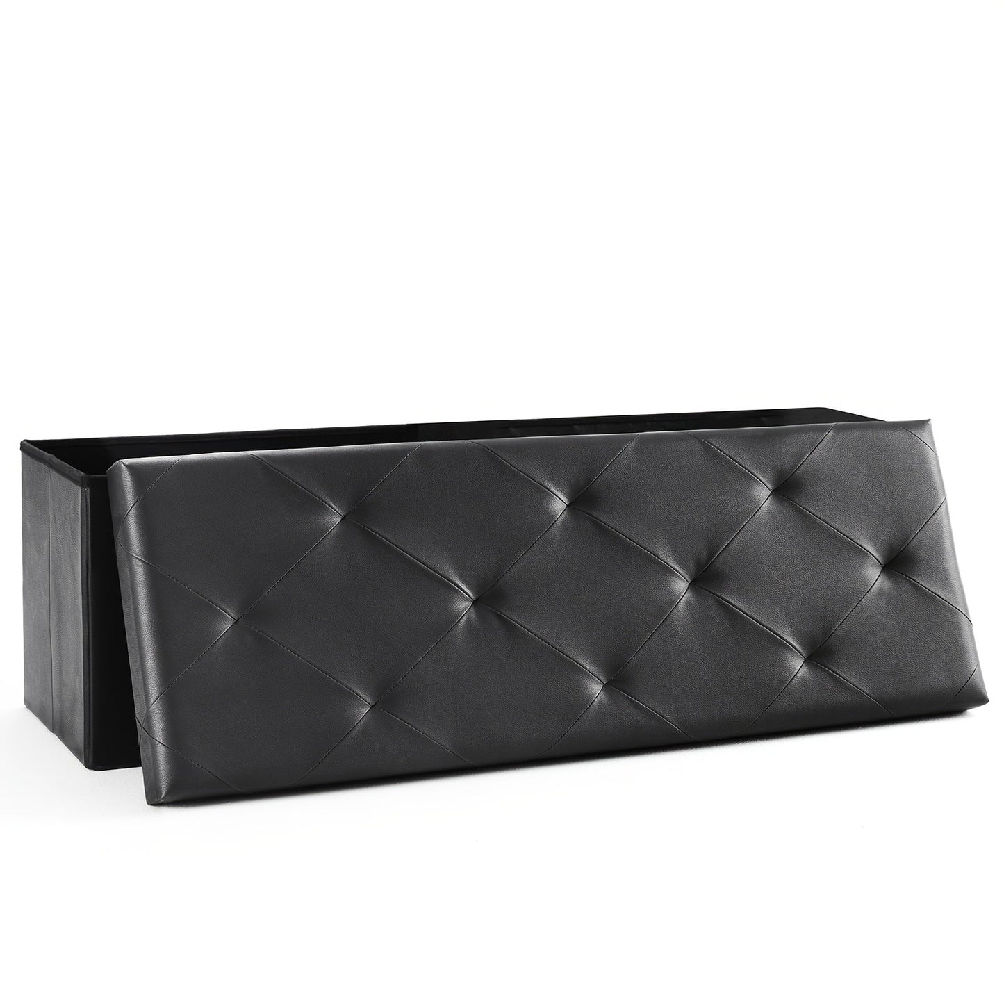 Storage Ottoman shown in the Black, 43 inch option