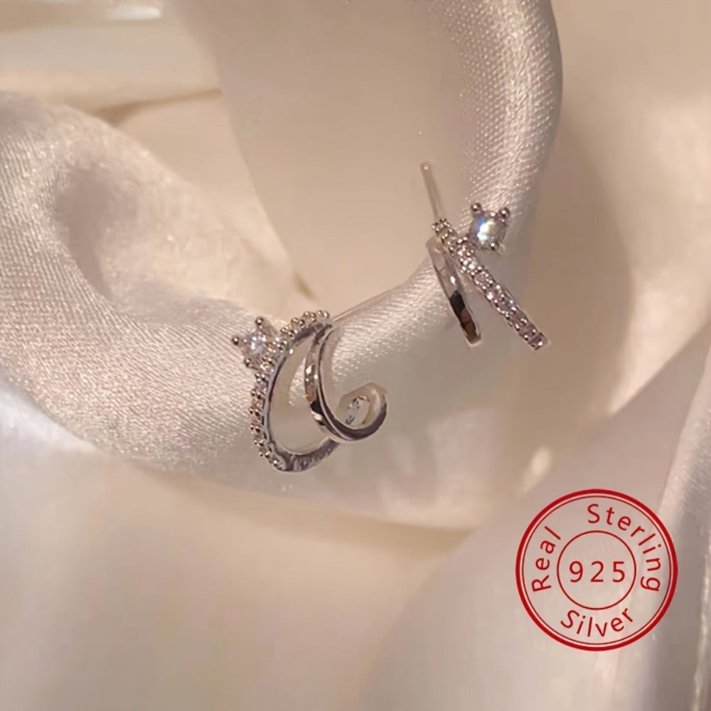 Stud Earrings for Women - CZ for 925 Sterling Silver Double Claw Prong Zirconia | Hypoallergenic - product detail view 5