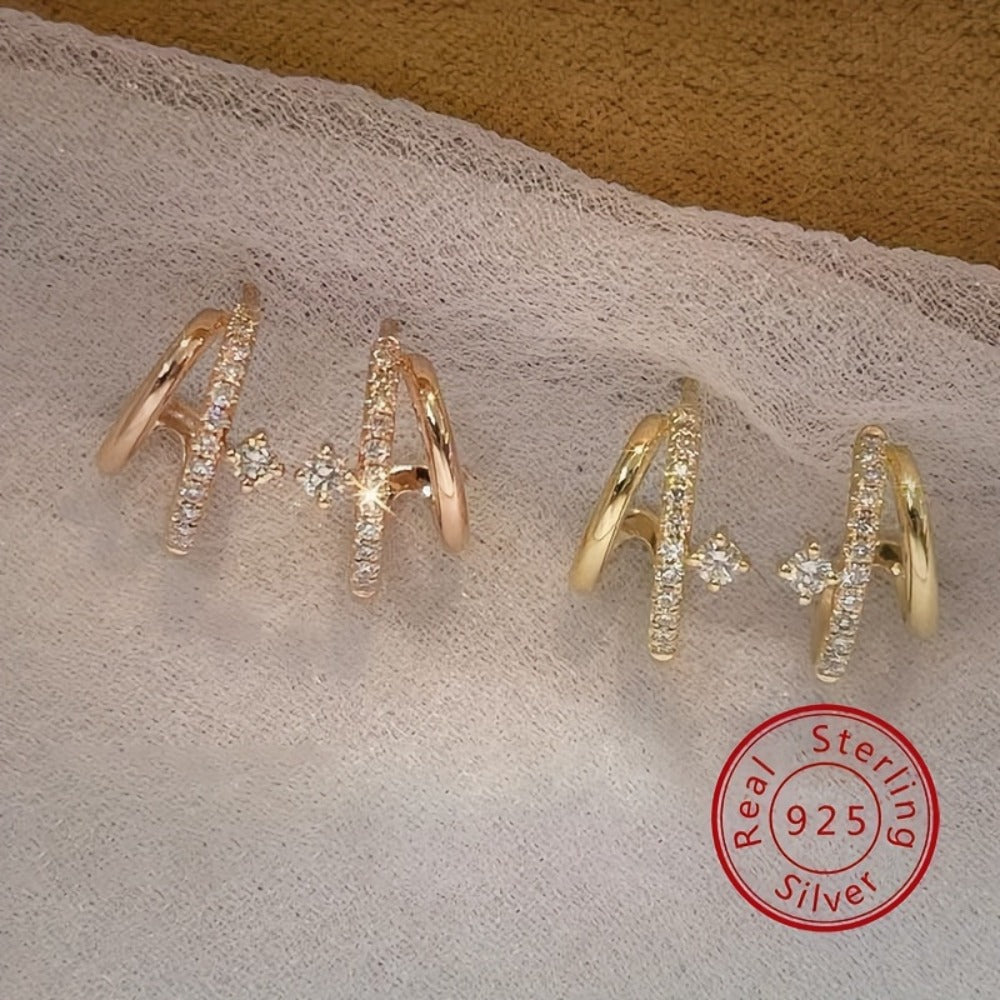Stud Earrings for Women - CZ for 925 Sterling Silver Double Claw Prong Zirconia | Hypoallergenic - product detail view 9