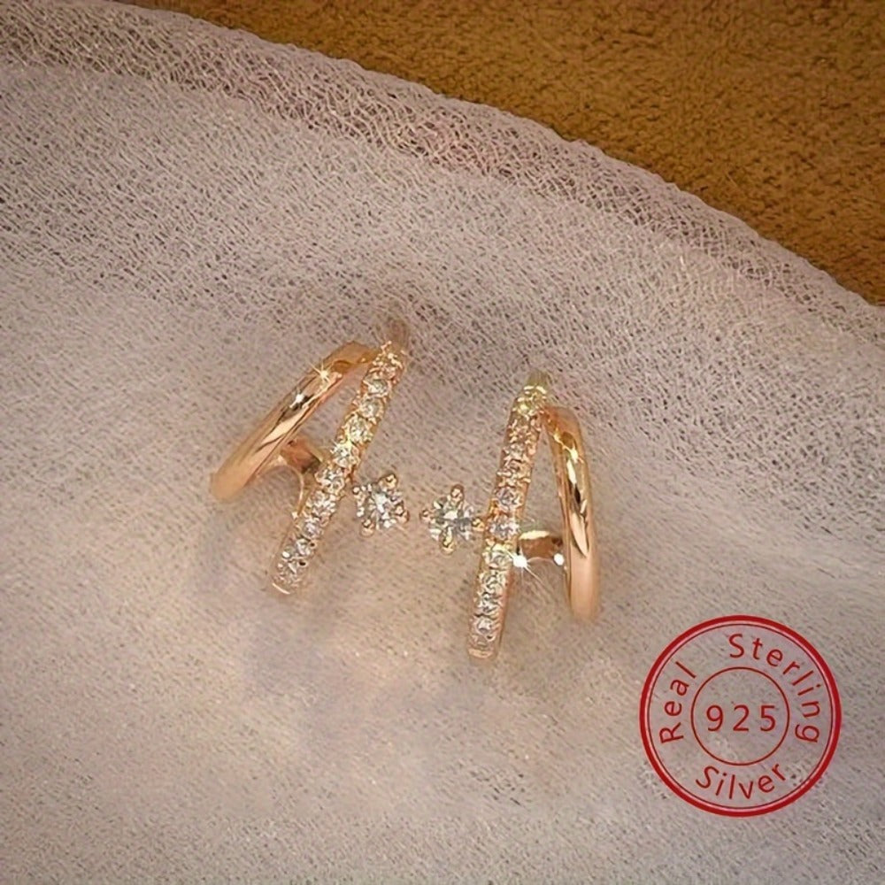 Stud Earrings for Women - CZ for 925 Sterling Silver Double Claw Prong Zirconia | Hypoallergenic - product detail view 13