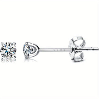 Stud Earrings for Women - Moissanite 0.1Ct D Color VVS1 Round Cut 925 Sterling Silver Platinum - product detail view 7
