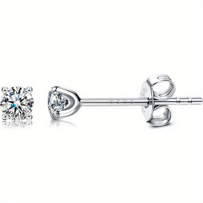 Stud Earrings for Women - Moissanite 0.1Ct D Color VVS1 Round Cut 925 Sterling Silver Platinum - product detail view 8