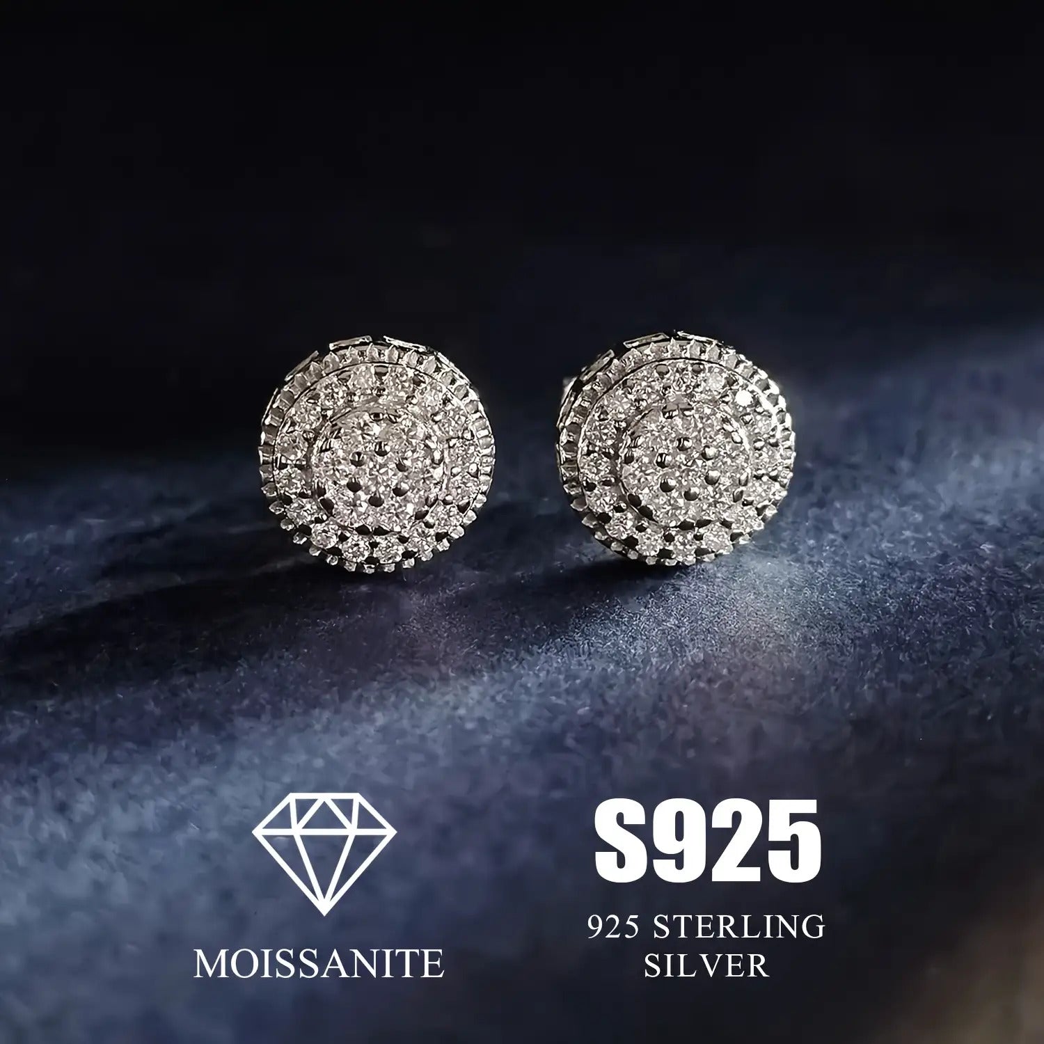 Stud Earrings for Women - Moissanite 925 Sterling Silver 0.43ct Round Full Plate Minimalist Ear - product detail view 9