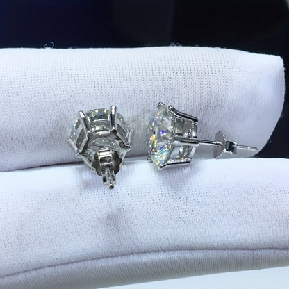 Stud Earrings for Women - Moissanite S925 Sterling Silver 0.5 1.0 2.0 3.0 Carat Diamond Alternative - product detail view 3