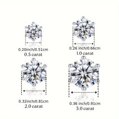 Stud Earrings for Women - Moissanite S925 Sterling Silver 0.5 1.0 2.0 3.0 Carat Diamond Alternative - product detail view 4