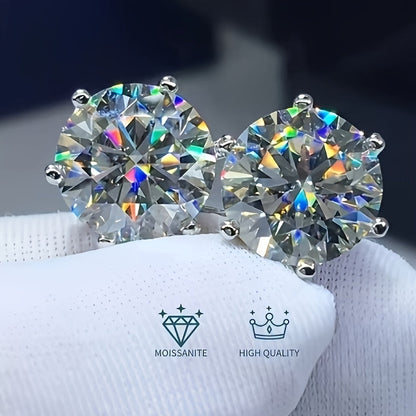 Stud Earrings for Women - Moissanite S925 Sterling Silver 0.5 1.0 2.0 3.0 Carat Diamond Alternative - product detail view 6