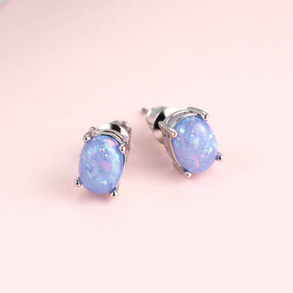 Stud Earrings for Women - Opal S925 Sterling Silver Black Opal Mosaic for , October Birthstone - product detail view 12