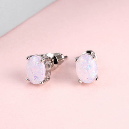 Stud Earrings for Women - Opal S925 Sterling Silver Black Opal Mosaic for , October Birthstone - product detail view 13