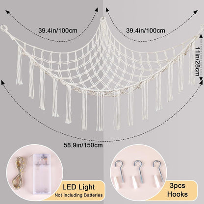 Stuffed Animal Storage Hammock with LED Lighting and Washable Cover for Kids' Room detail image - detail view 20