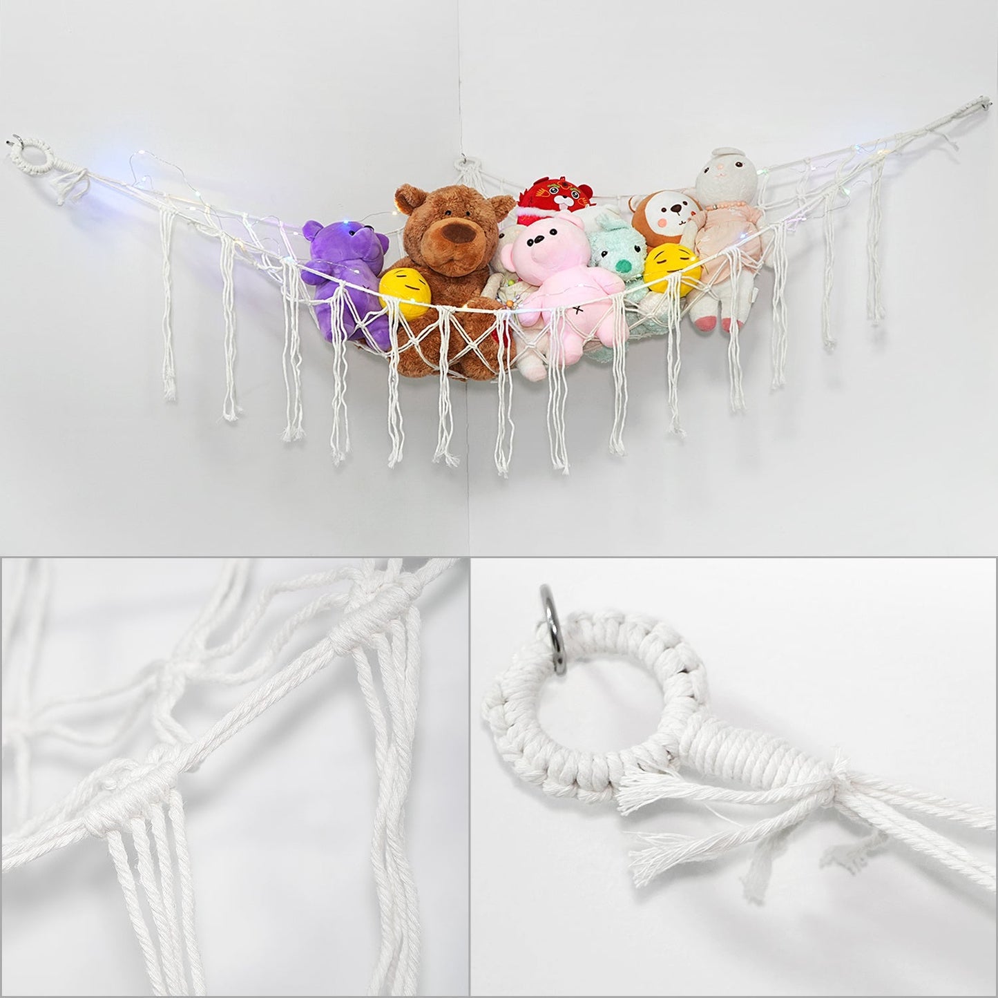 Stuffed Animal Storage Hammock with LED Lighting and Washable Cover for Kids' Room detail image - detail view 23