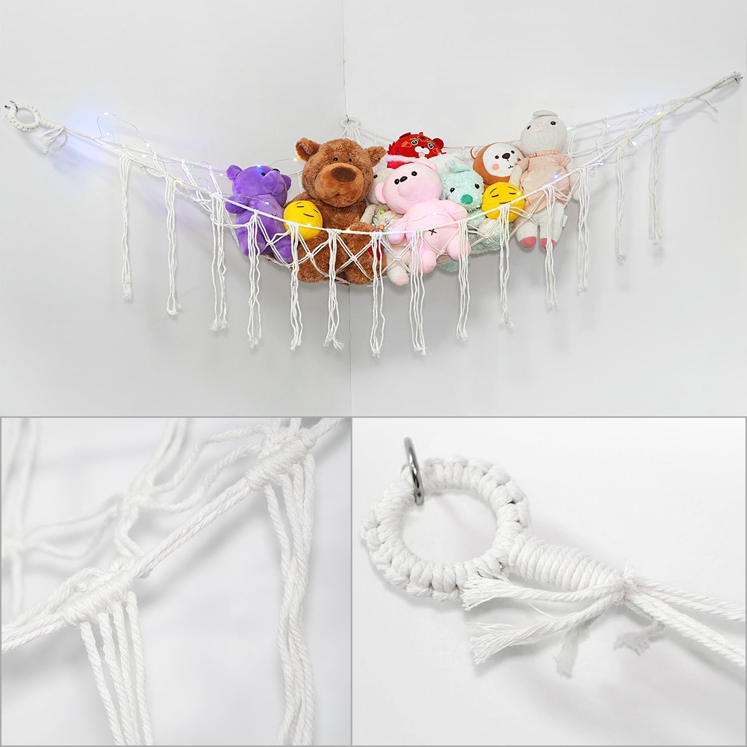 Stuffed Animal Storage Hammock with LED Lighting and Washable Cover for Kids' Room detail image - detail view 23