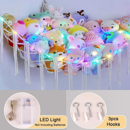 Toy Hammock, Large Stuffed Animal with LED Lights 3 Hooks Corner Storage Net Machine shown in the main product view