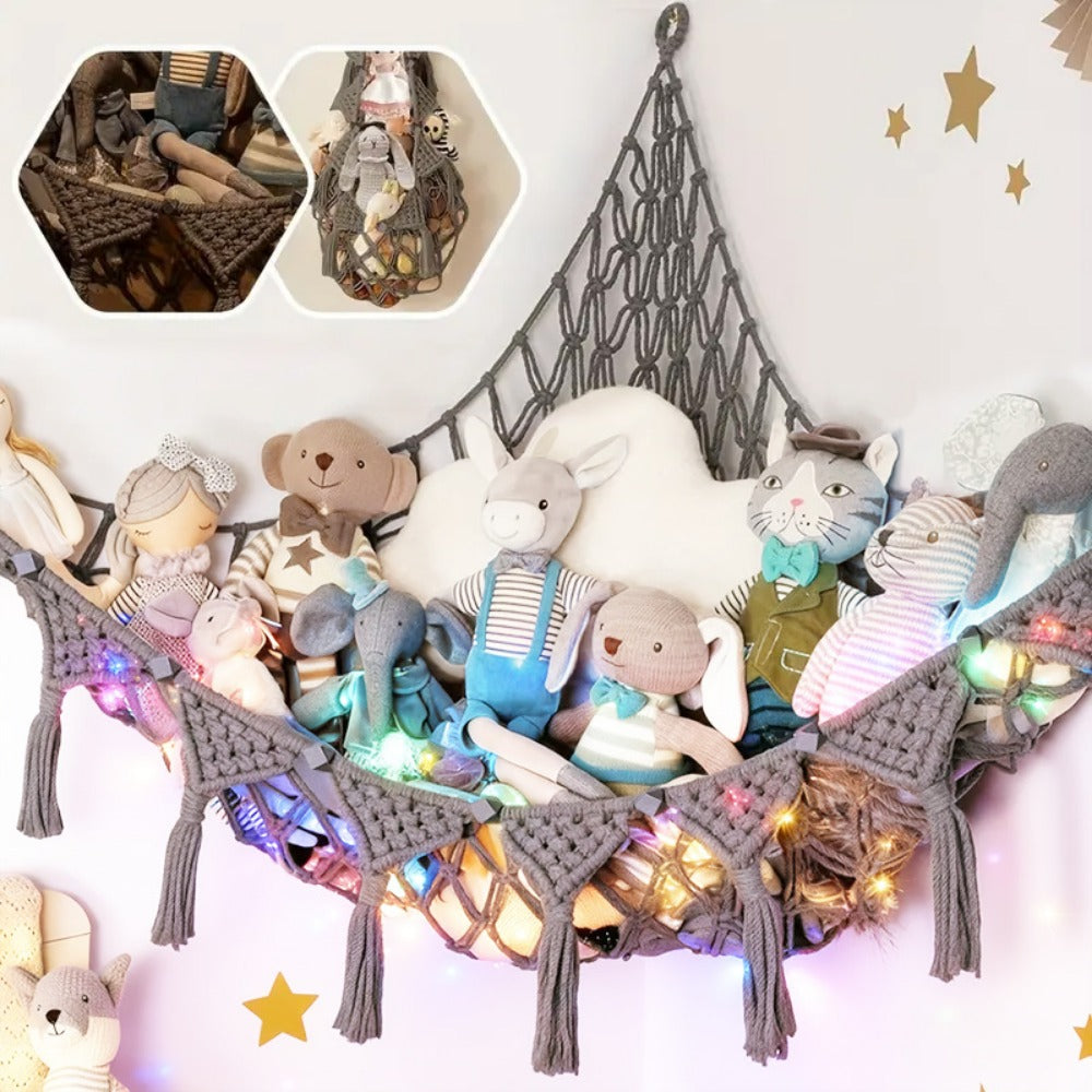 Stuffed Animal Storage Hammock with LED Lighting for Kids' Room detail image - detail view 5