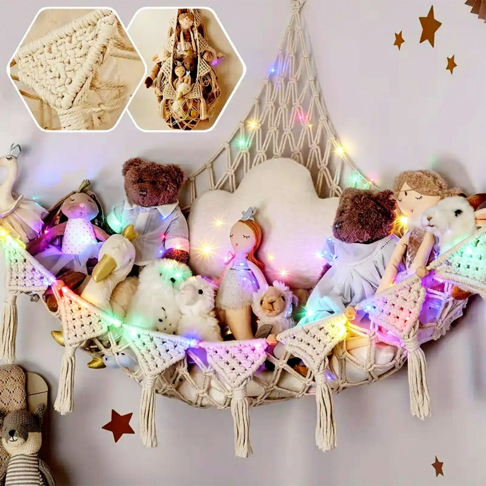 Stuffed Animal Storage Hammock with LED Lighting for Kids' Room detail image - detail view 7