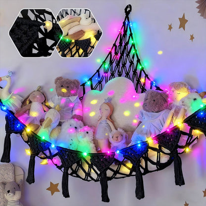 Stuffed Animal Storage Hammock with LED Lighting for Kids' Room detail image - detail view 9