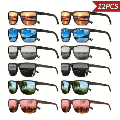 Sunglasses for Men - 12 Pack Classic Square Retro Fashion Eyewear Unisex PC Frame Multi-Color - product detail view 3