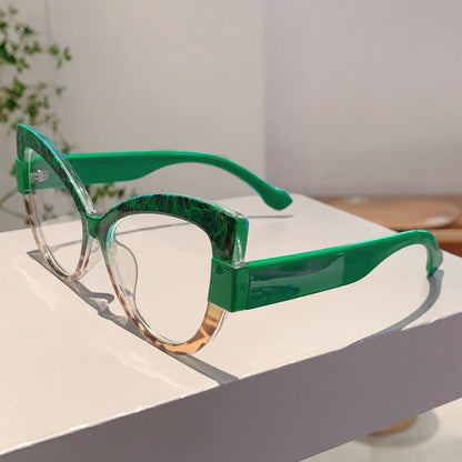 Sunglasses for Women - Cat Eye Glasses Oversized Leopard Print Color Block Gradient Frame Cute - product detail view 13