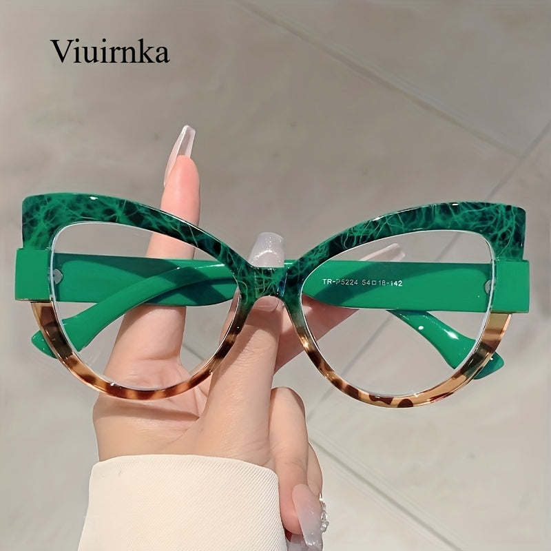 Sunglasses for Women - Cat Eye Glasses Oversized Leopard Print Color Block Gradient Frame Cute - product detail view 14
