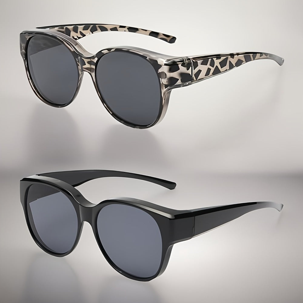 Sunglasses for Men - Clip On Glasses 2 Pack Retro Vintage Round Frames No Tools Needed - product detail view 6