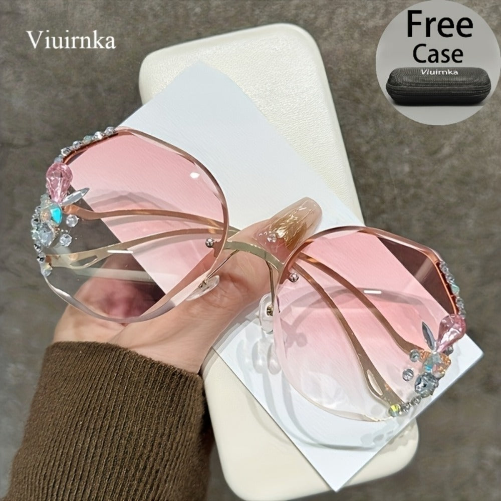 Sunglasses for Women - Diamond for Premium Gradient Lenses with Protective Case Glamour Fashion - product detail view 5