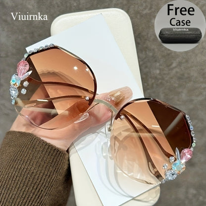 Sunglasses for Women - Diamond for Premium Gradient Lenses with Protective Case Glamour Fashion - product detail view 7