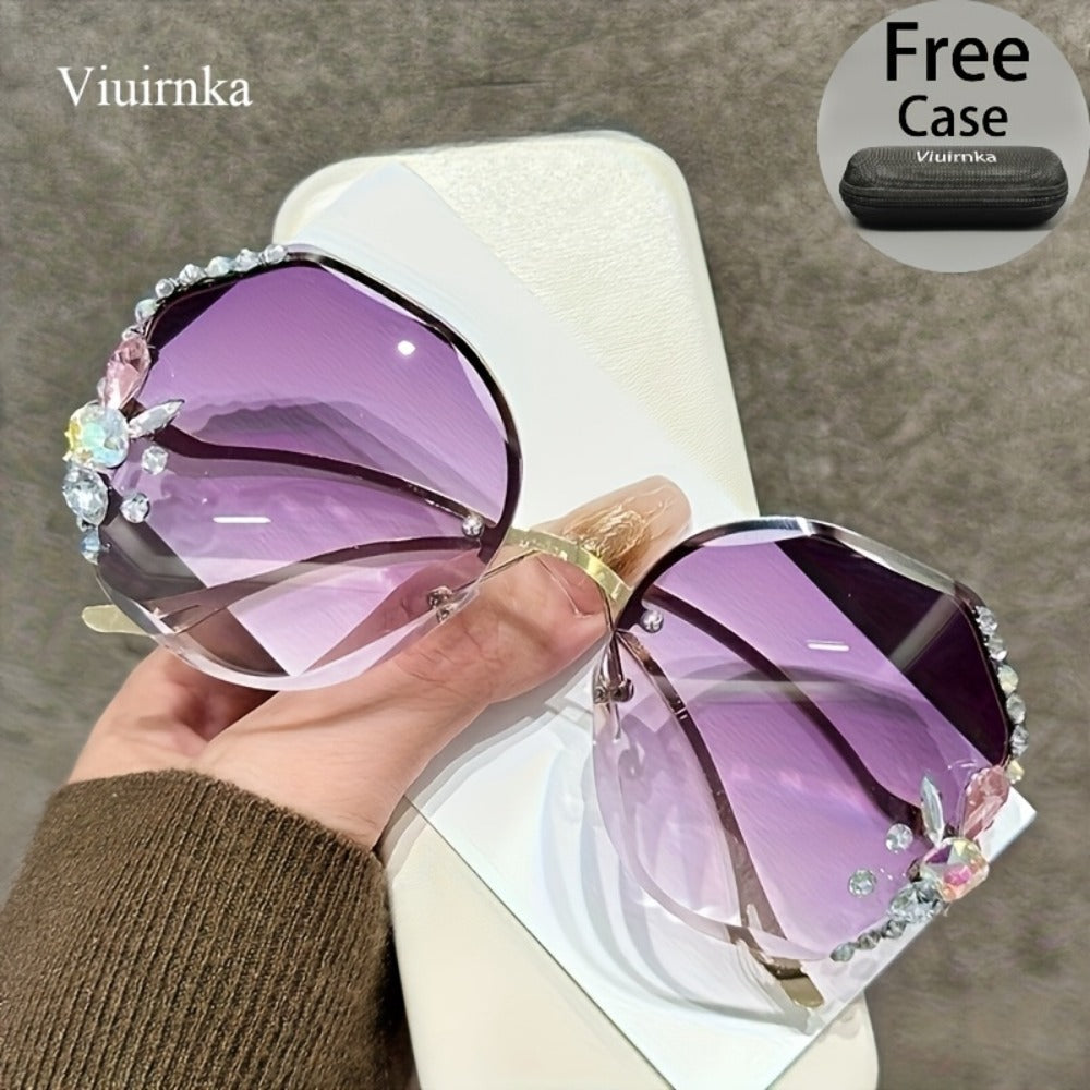 Sunglasses for Women - Diamond for Premium Gradient Lenses with Protective Case Glamour Fashion - product detail view 9