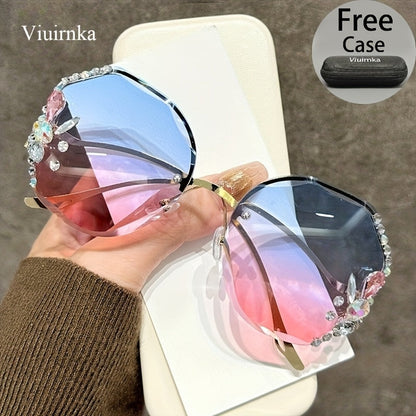Sunglasses for Women - Diamond for Premium Gradient Lenses with Protective Case Glamour Fashion - product detail view 25