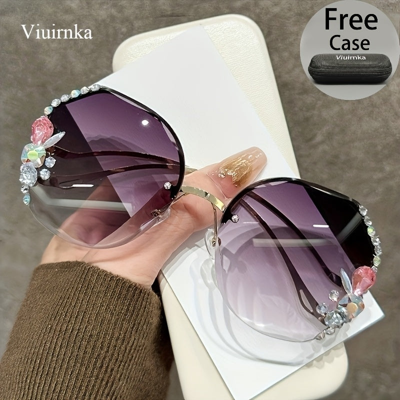 Sunglasses for Women - Diamond for Premium Gradient Lenses with Protective Case Glamour Fashion - product detail view 26