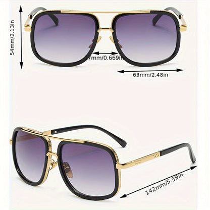 Sunglasses for Men - Double Bridge Glasses Black Frame Gold Decoration, Dual Beam Classic - product detail view 7