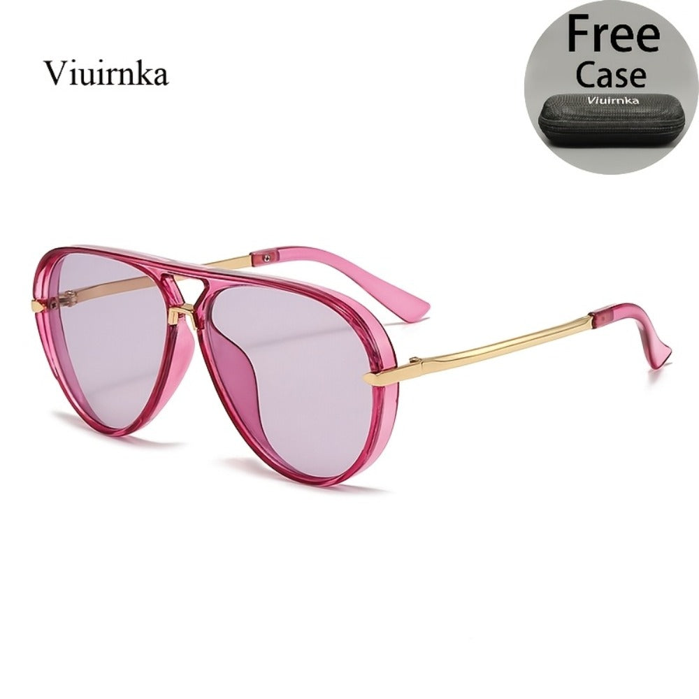 Sunglasses for Men - Double Bridge Women Retro Vintage UV Protection Unisex Lightweight Shades - product detail view 5