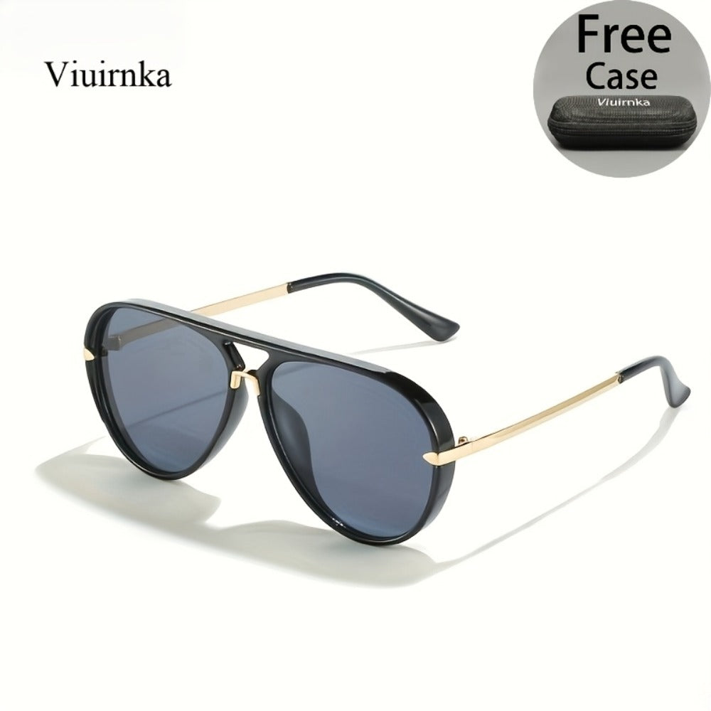 Sunglasses for Men - Double Bridge Women Retro Vintage UV Protection Unisex Lightweight Shades - product detail view 9