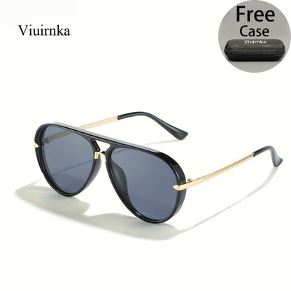 Sunglasses for Men - Double Bridge Women Retro Vintage UV Protection Unisex Lightweight Shades - product detail view 9