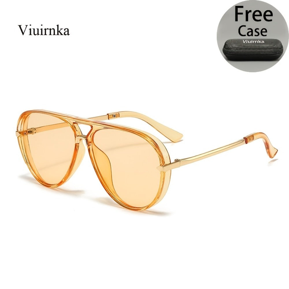 Sunglasses for Men - Double Bridge Women Retro Vintage UV Protection Unisex Lightweight Shades - product detail view 11