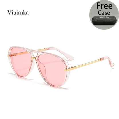 Sunglasses for Men - Double Bridge Women Retro Vintage UV Protection Unisex Lightweight Shades - product detail view 12
