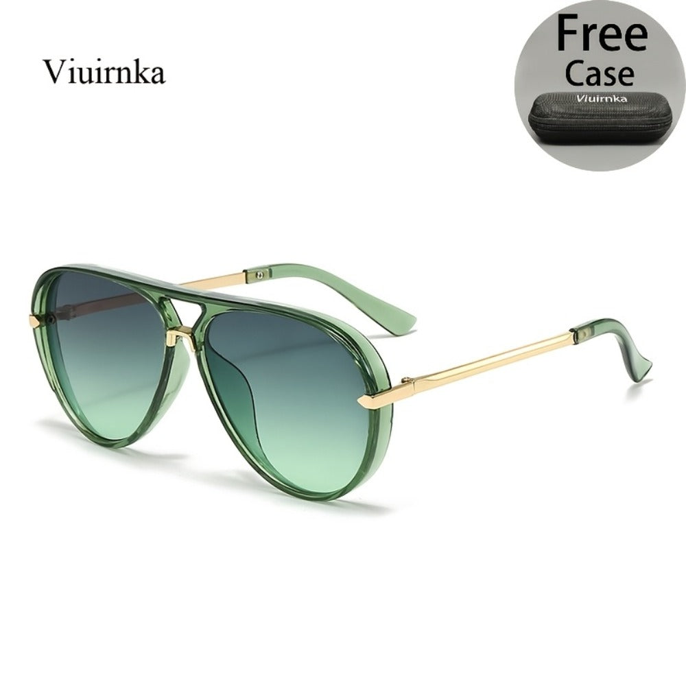 Sunglasses for Men - Double Bridge Women Retro Vintage UV Protection Unisex Lightweight Shades - product detail view 13