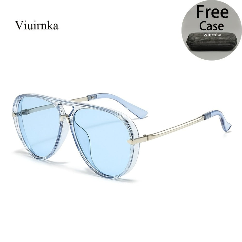 Sunglasses for Men - Double Bridge Women Retro Vintage UV Protection Unisex Lightweight Shades - product detail view 14